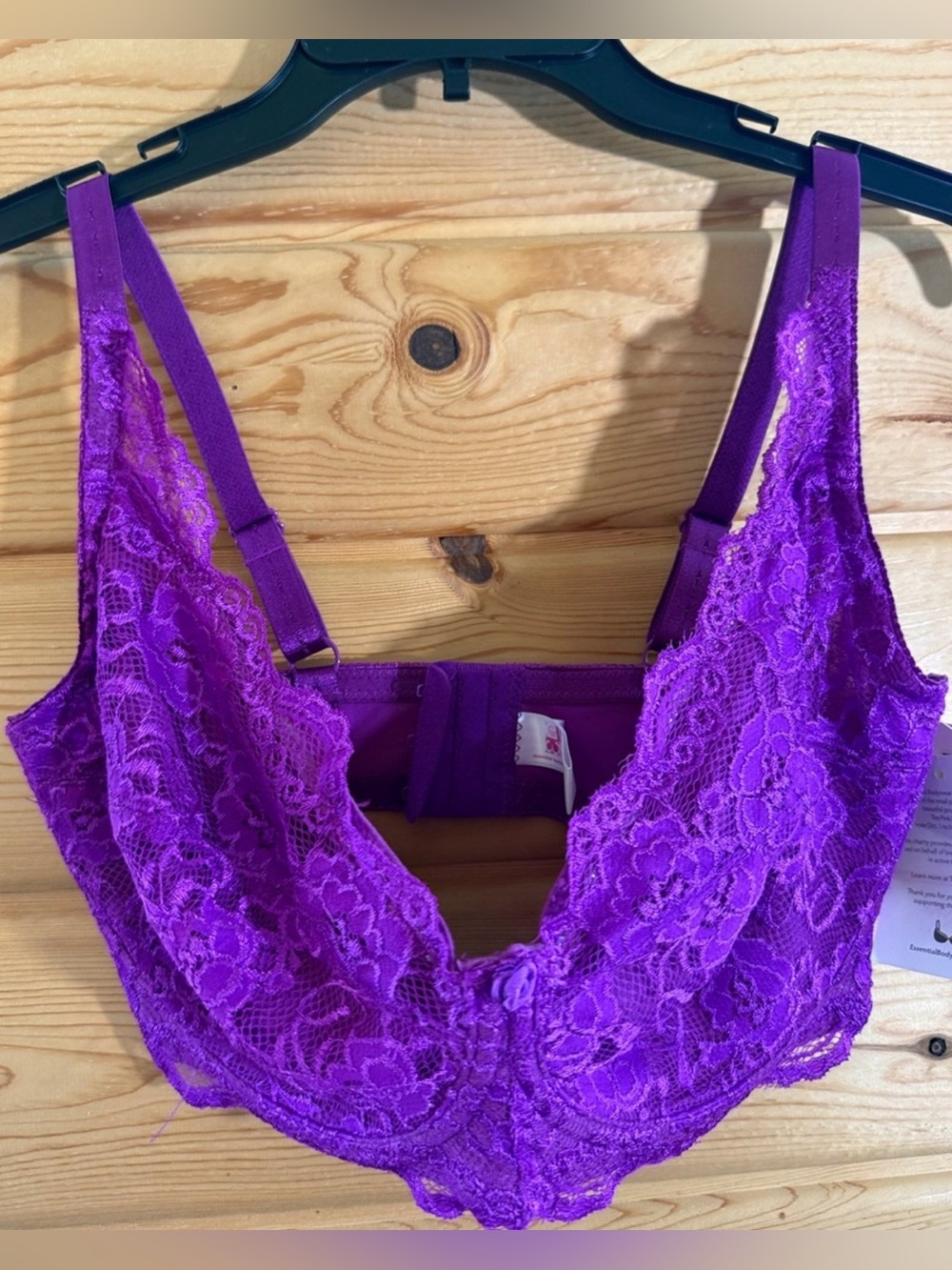 Essential Bodywear Lace Underwire Bra in Vibrant Purple 36F